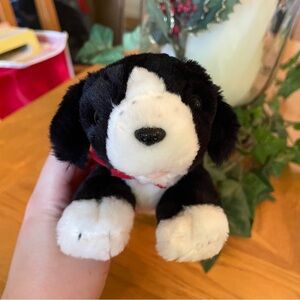 Build a Bear Mini Black and White Dog with Bandana Plush